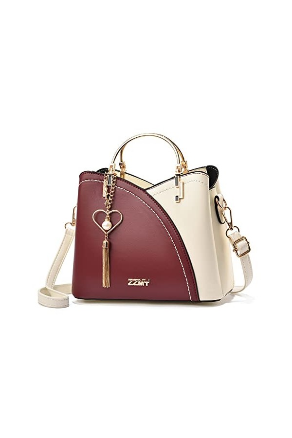 FANDARE Sac à Main Femme Franges Sacs Portés Épaule Étanche Sac à Bandouliere Sac Fourre Sacoche PU Cuir Sac Messager Multi P