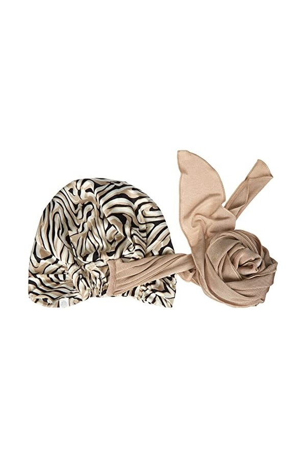 Boho Spirit Amazingly Soft Bamboo Quality Scarlett-Boho Turban Set-qualité de Bambou étonnamment Douce, Cream and Black with 