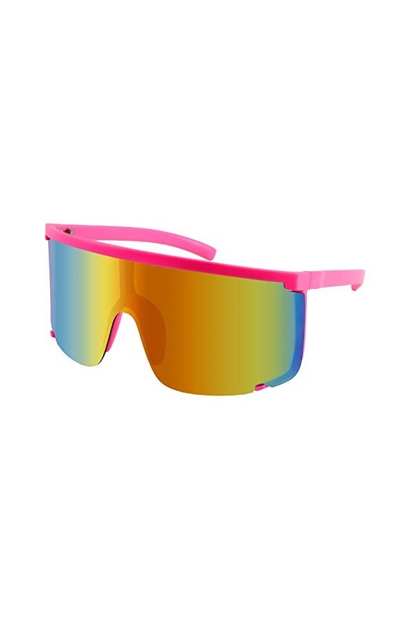 Karsaer Vision Shield Lunettes de soleil pour homme et femme - Lunettes de soleil surdimensionnées effet miroir fluo - Pour l