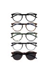 Opulize Met Pack 5 Lunettes De Lecture Avec Lecteur Soleil Rond Noir Brun Vert Gris Hommes Femmes RRRRS60-12672 +3,00
