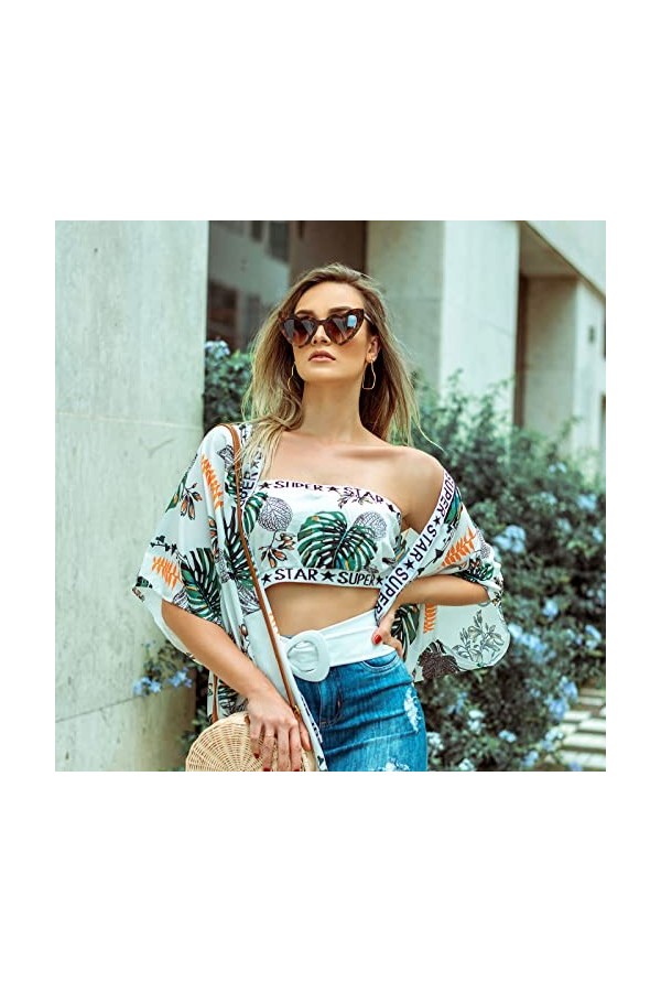 Pibupibu Lot de 6 paires de lunettes de soleil en vrac en forme de cœur vintage pour femme, Motif léopard