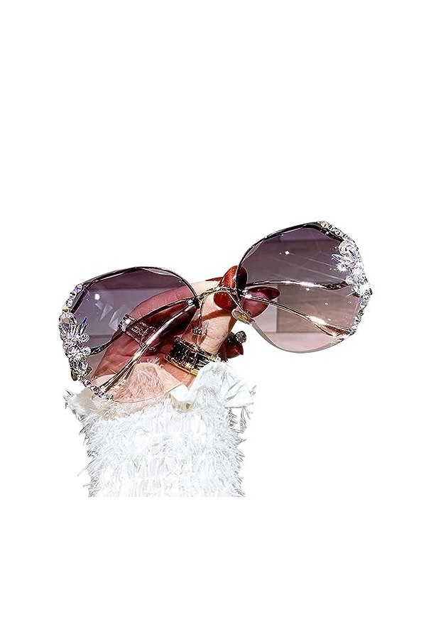 NOGRAX Lunettes de soleil carrées en strass Bling Strass Lunettes de soleil Vintage Nuances pour femmes Gros diamant Lunettes