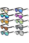 FSMILING Lot de 10 paires de lunettes de soleil fluo unisexes multicolores effet miroir années 80 pour homme et femme, Couleu