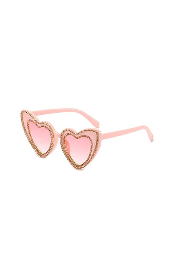 HPIRME Lunettes de soleil strass en forme de coeur femmes diamant lunettes de soleil femme rose lunettes nuances UV400, 5, ta