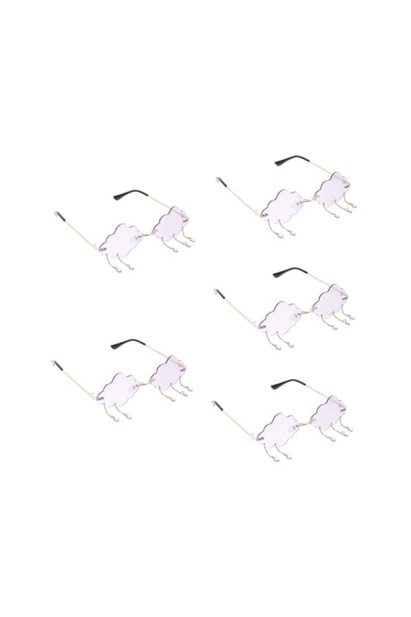 USHOBE 5Pcs Lunettes De Soleil Cristal Gland Lunettes Disco Lunettes De Soleil Lunettes Rave Lunettes Nuage Sans Monture Femm