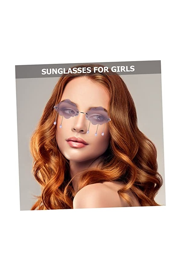USHOBE 5Pcs Lunettes De Soleil Cristal Gland Lunettes Disco Lunettes De Soleil Lunettes Rave Lunettes Nuage Sans Monture Femm
