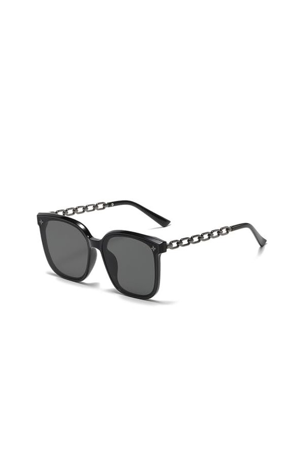 Lunettes de Soleil Carrées pour Femmes 2023 Rétro Grand Cadre Lunettes de Soleil Miroir Noir Blackout Mode Lunettes de Voyage