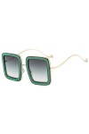 HCHES Lunettes de Soleil carrées à Paillettes de Cristal pour Femmes, Lunettes de Soleil drôles clignotantes, Vert, Taille Un