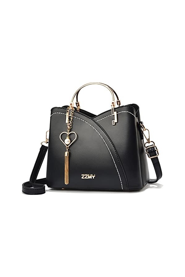 FANDARE Sac à Main Femme Franges Sacs Portés Épaule Étanche Sac à Bandouliere Sac Fourre Sacoche PU Cuir Sac Messager Multi P