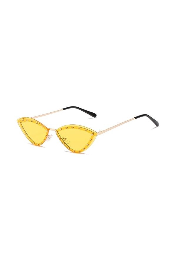 HPIRME Diamant sans monture lunettes de soleil femmes métal cadre oeil de chat lunettes de soleil pour femmes Vintage lunette