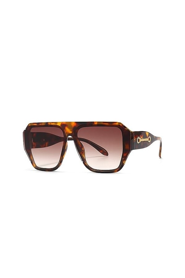 HPIRME Vintage surdimensionné carré lunettes de soleil femmes hommes plat haut lunettes de soleil bleu blanc lunettes dame ré