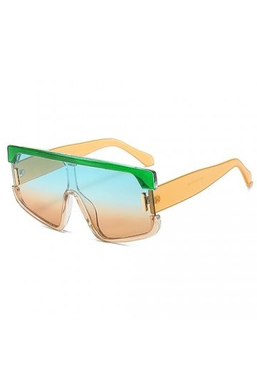 HPIRME Lunettes de soleil carrées surdimensionnées femmes une pièce lunettes de soleil femme Vintage bleu gris nuances Punk l