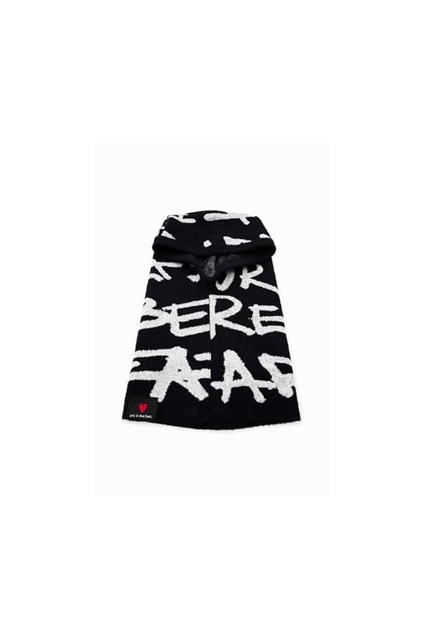 Desigual Femme Hat_lettre 2000 Black Kit d accessoires hiver, Noir, Taille unique EU