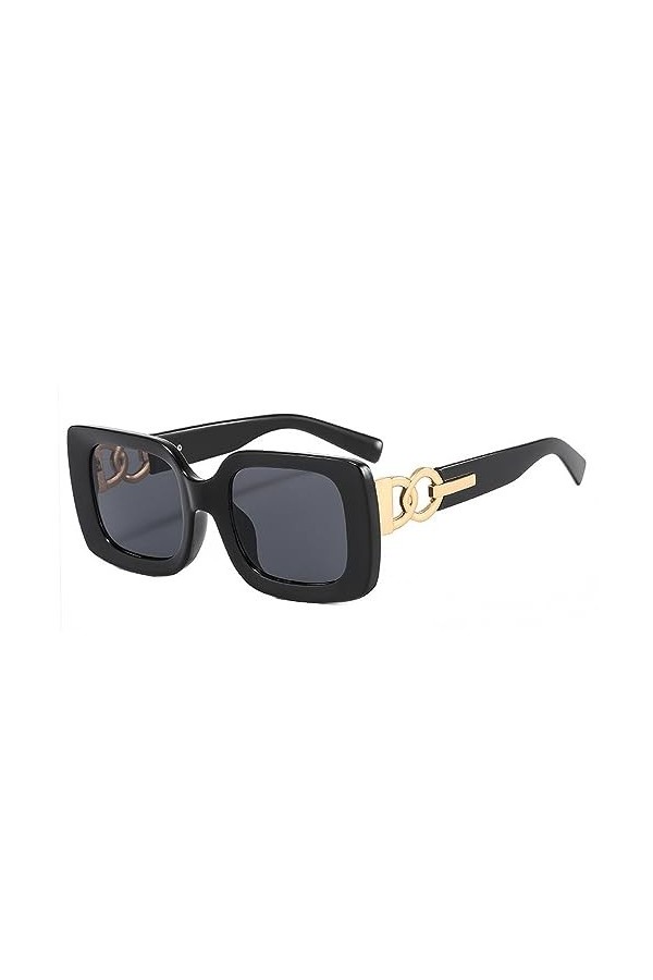 HPIRME Carré femmes lunettes de soleil rétro pour dames lunettes de soleil Vintage hommes nuances UV400, noir, taille unique