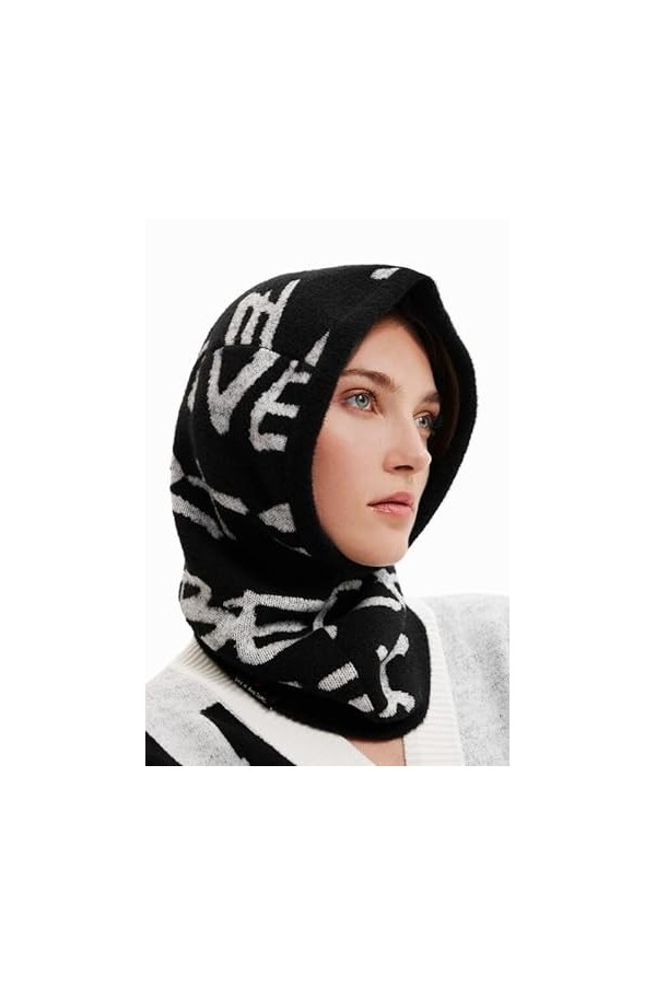 Desigual Femme Hat_lettre 2000 Black Kit d accessoires hiver, Noir, Taille unique EU