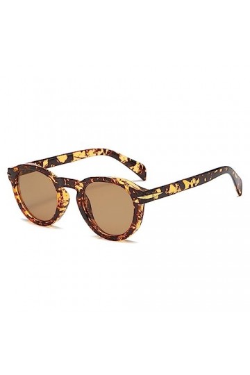 HCHES Lunettes de soleil rondes pour hommes Protection UV Vintage Retro Lunettes de soleil Femmes,C7 LEOPARD,Taille unique