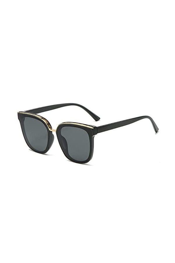 HCHES Lunettes de soleil carrées femmes lunettes de soleil vintage femmes shopping en plein air nuances UV400, noir gris, tai