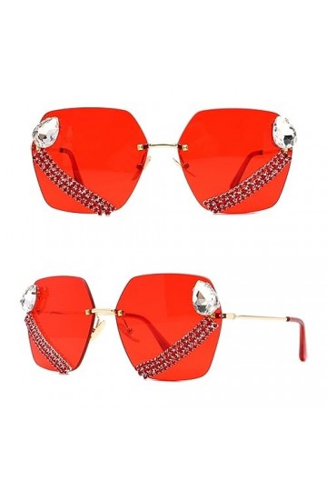 Diamants Lunettes de Soleil sans Monture Femmes Hommes Brillant Strass Punk Lunettes de Soleil Lunettes Nuances UV400, 3, Tai