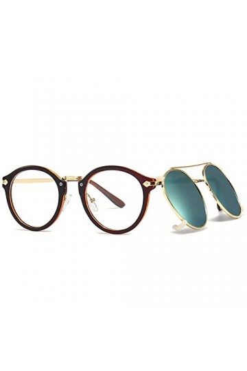 Lunettes de soleil pour femmes Clip en métal rond sur lunettes de soleil Lunettes de soleil éblouissantes Rétro Hommes UV400 