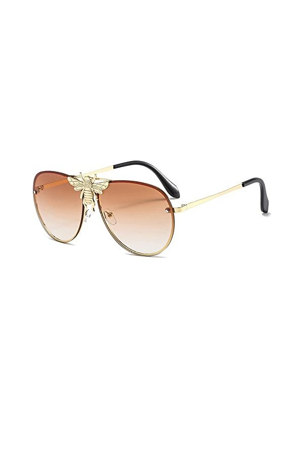 HPIRME Lunettes de soleil surdimensionnées pour femmes hommes lunettes de soleil UV400, thé, taille unique