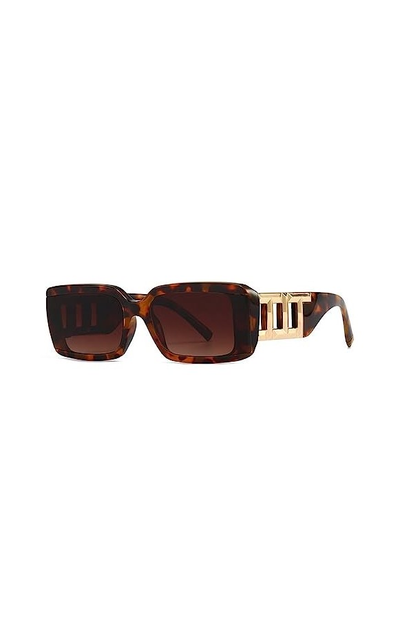 HPIRME Lunettes de soleil carrées femmes pour hommes lunettes de soleil Vintage Steampunk lunettes UV400, thé léopard, taille