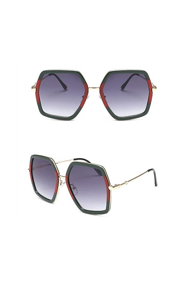 HPIRME Lunettes de soleil carrées surdimensionnées pour femmes hommes Vintage grand cadre rétro lunettes de soleil UV400 nuan