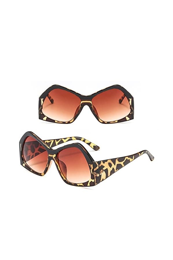 HPIRME Lunettes de soleil carrées surdimensionnées femmes Vintage lunettes de soleil polygone nuances UV400 hommes hommes fem