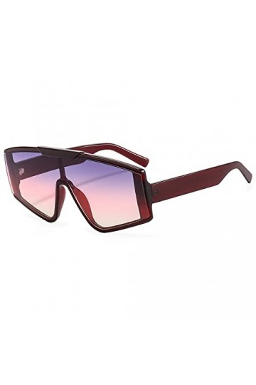 HCHES Lunettes de soleil surdimensionnées femmes hommes lunettes de soleil carrées UV400, rouge, taille unique