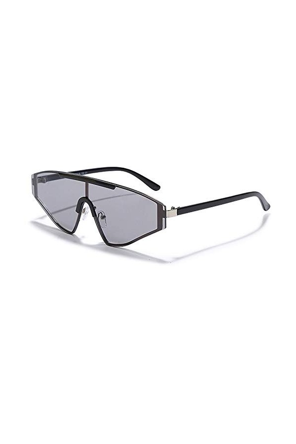 HPIRME Lunettes de soleil sans monture surdimensionnées femmes une pièce lunettes de soleil œil de chat hommes dames UV400 lu