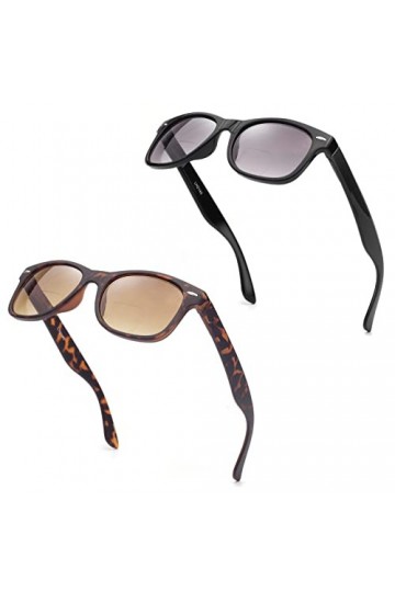 E & R Elegant Rabbit Lunettes de soleil de lecture bifocales pour homme et femme - Verres teintés - UV400, Noir et tortue, Me
