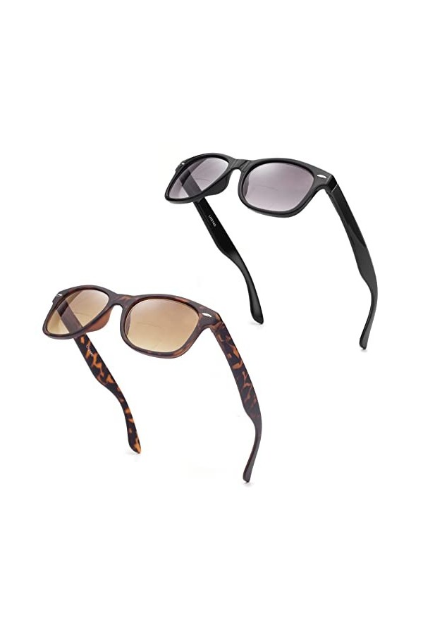 E & R Elegant Rabbit Lunettes de soleil de lecture bifocales pour homme et femme - Verres teintés - UV400, Noir et tortue, Me