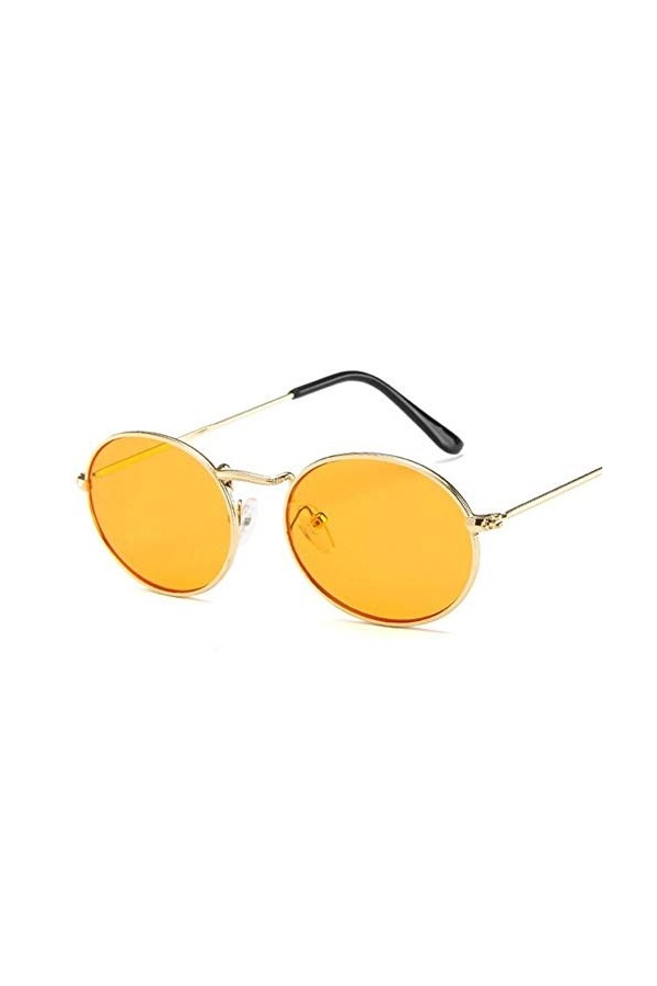 ANICHE Lunettes de Soleil pour Femmes, New Retro Lunettes de Soleil Ovale en métal Lunettes de Soleil Femmes Hommes Lunettes 