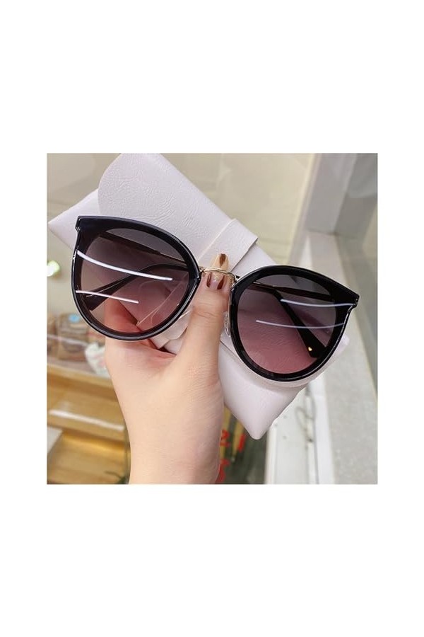 EkeNoz Lunettes De Soleil Rondes Polarisées À Grand Cadre for Femmes Mode Métal Vacances en Plein Air Plage Conduite UV400 Lu