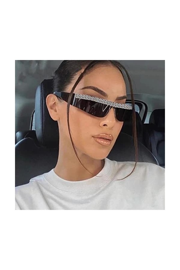 ONDIAN Lunettes de Soleil Femme Lunettes de soleil cloutées sans monture Lunettes de soleil carrées Classique