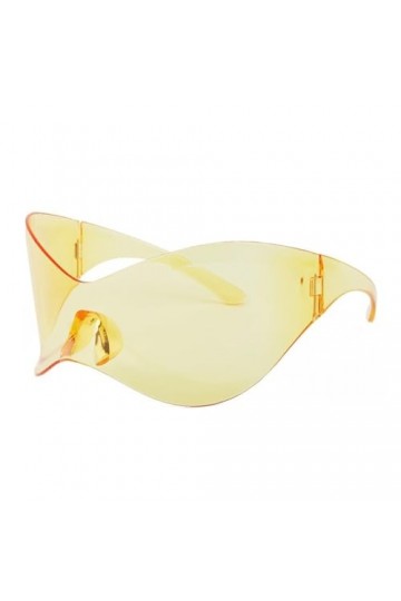Lunettes de Soleil Steampunk surdimensionnées pour Femmes et Hommes, Lunettes de Soleil Punk Une pièce, C6 Jaune, Taille Uniq