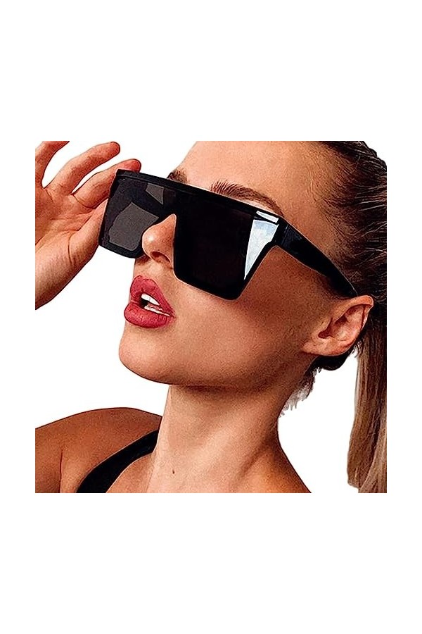 NOGRAX Lunettes de soleil Lunettes De Soleil Carrées Surdimensionnées Femmes Rétro Grand Cadre Femmes Lunettes De Soleil Mode