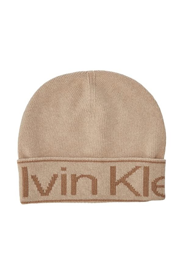Calvin Klein Eco Reverso Beanie Bonnet tricoté, Irish Cream, Taille Unique Femme