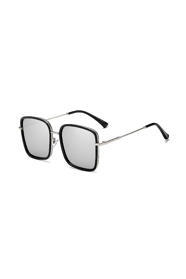 HPIRME Vintage surdimensionné carré femmes lunettes de soleil dégradé lunettes grand cadre dames lunettes de soleil UV400, 6,