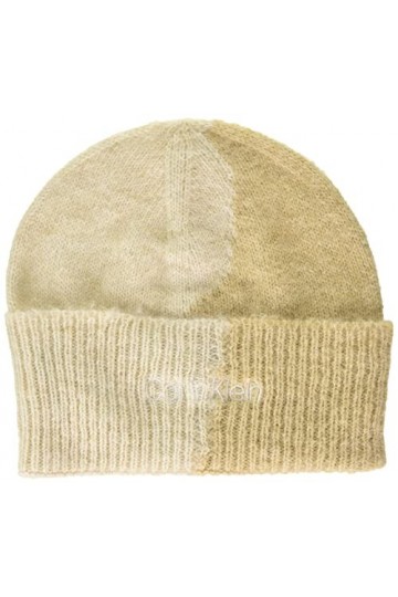 Calvin Klein Handdrawn Knit Beanie Bonnet tricoté, Irish Cream, Taille Unique Femme