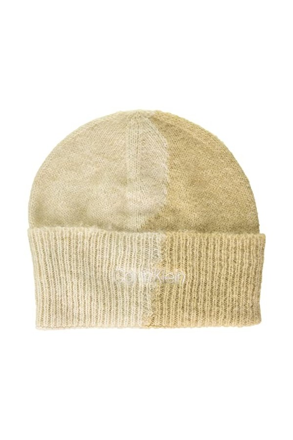Calvin Klein Handdrawn Knit Beanie Bonnet tricoté, Irish Cream, Taille Unique Femme