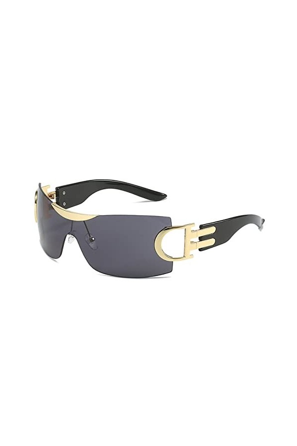 FOOOZ Lunettes de soleil de sport punk de luxe femmes lunettes de soleil une pièce hommes lunettes de protection UV400 lunett