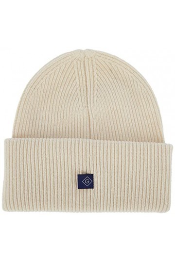 GANT D2. Rib Knit Beanie Bonnet, Cream, Taille Unique Femme