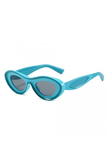 HCHES Lunettes de soleil yeux de chat concaves femmes lunettes de soleil ovales bicolores hommes bleu vert nuances rétro UV40