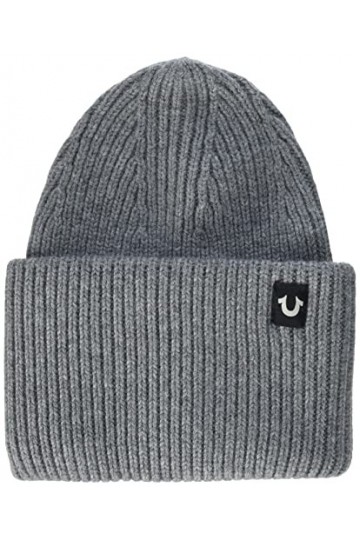 True Religion Women Beanie Bonnet, Gris, Taille M Femme