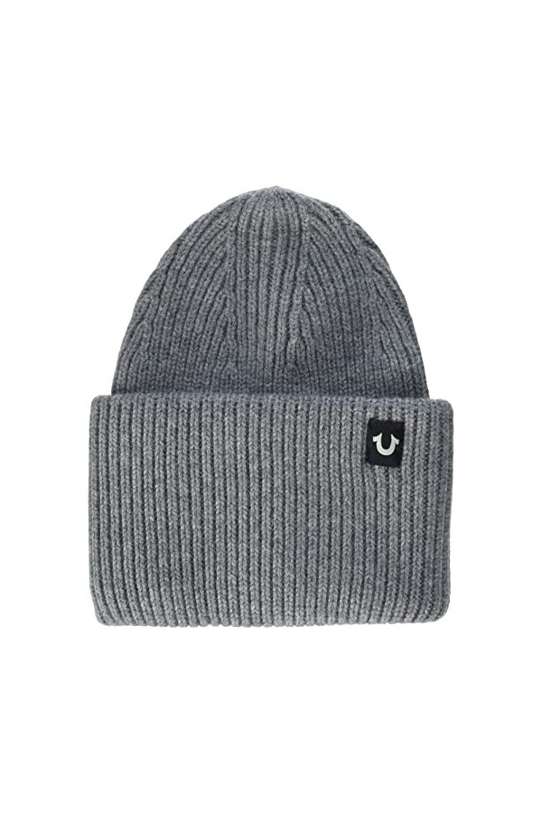 True Religion Women Beanie Bonnet, Gris, Taille M Femme