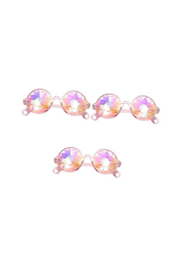 ibasenice Lunettes De Soleil Kaléidoscope 3 Pièces Lunettes Rave Arc-En-Ciel Costumes De Bal
