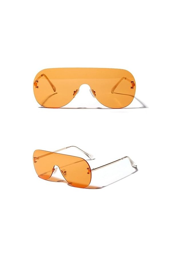 MUTYNE Lunettes de soleil une pièce femmes couleur claire mode lunettes de soleil sans monture pour hommes surdimensionné mét