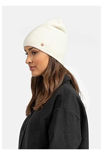 BICKLEY + MITCHELL 2172-01-5-11 Bonnet pour Femme en Cachemire mérinos, Blanc cassé, Taille Unique