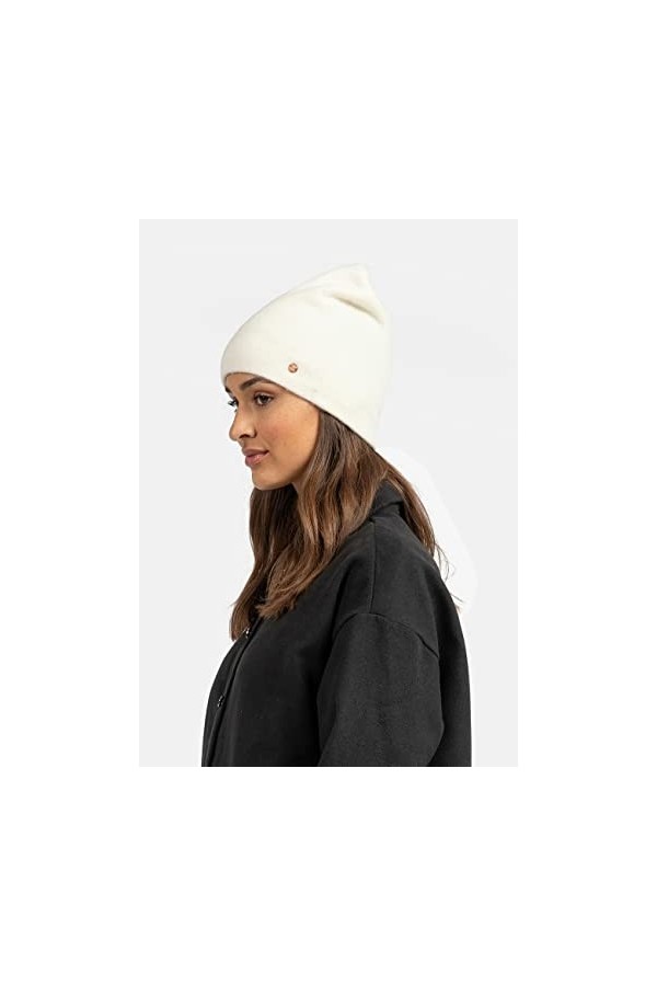 BICKLEY + MITCHELL 2172-01-5-11 Bonnet pour Femme en Cachemire mérinos, Blanc cassé, Taille Unique
