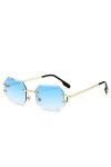 HCHES Lunettes de soleil carrées sans monture Vintage femmes hommes petites lunettes de soleil pour femmes UV400 nuances, ble
